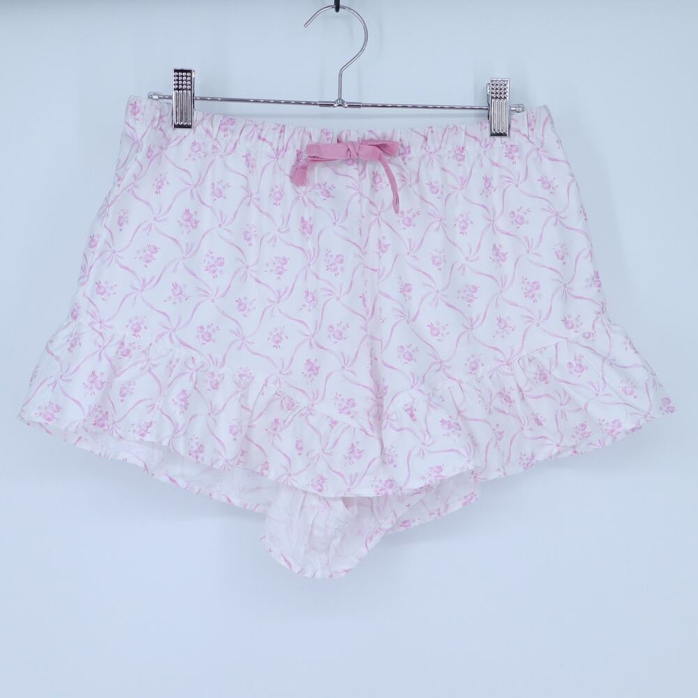 LoveShackFancy Floral Trellis Sleep Shorts Blush Sateen Pull On Women's S